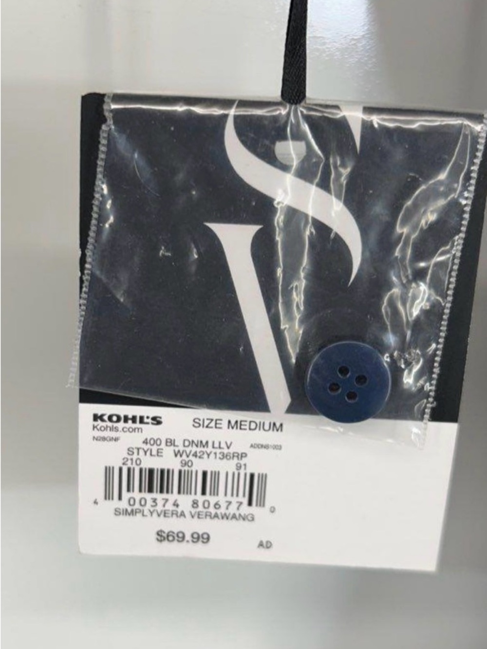 Dark Wash Simply Vera Wang Denim Jumpsuit with Tie Belt - Picture 3 of 4